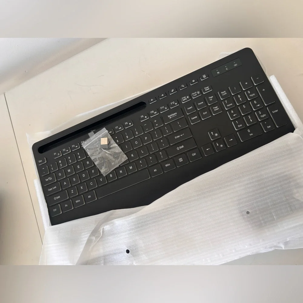 NEW KL3PRO Black Wireless Backlit Keyboard and Mouse Combo With Phone Holder
